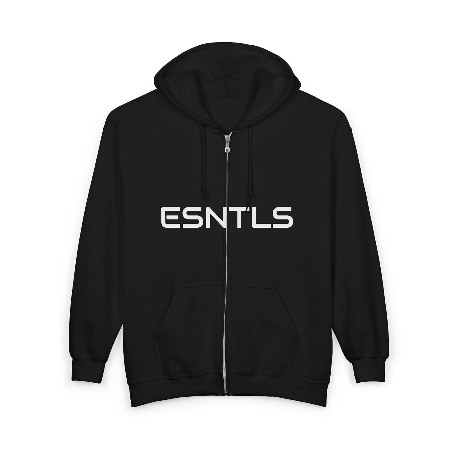 ESNTLS Zip Hoodie — Minimal Logo Full‑Zip Sweatshirt