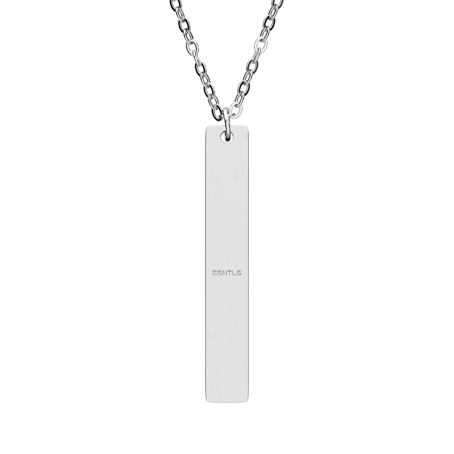 Engravable Vertical Bar Necklace – Personalized Silver Name Plate Pendant