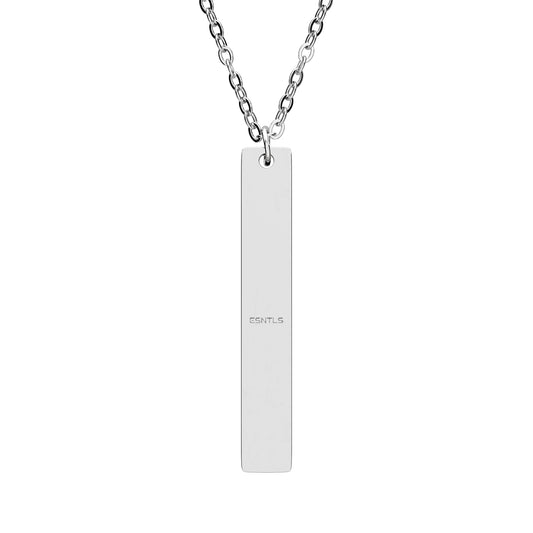 Engravable Vertical Bar Necklace – Personalized Silver Name Plate Pendant